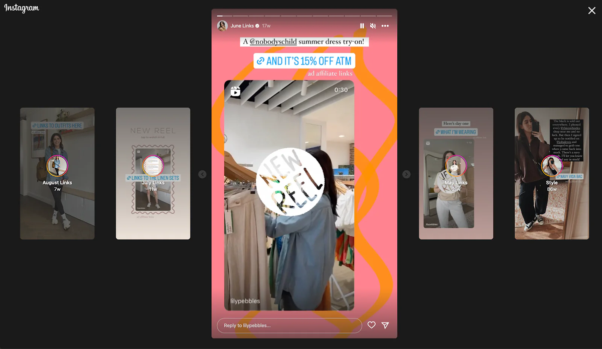 Пример Instagram Story с affiliate-ссылкой