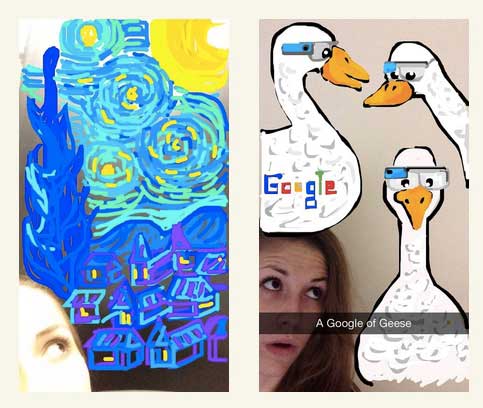 Галерея Snapchat-арта, демонстрирующая творческое использование социальных сетей