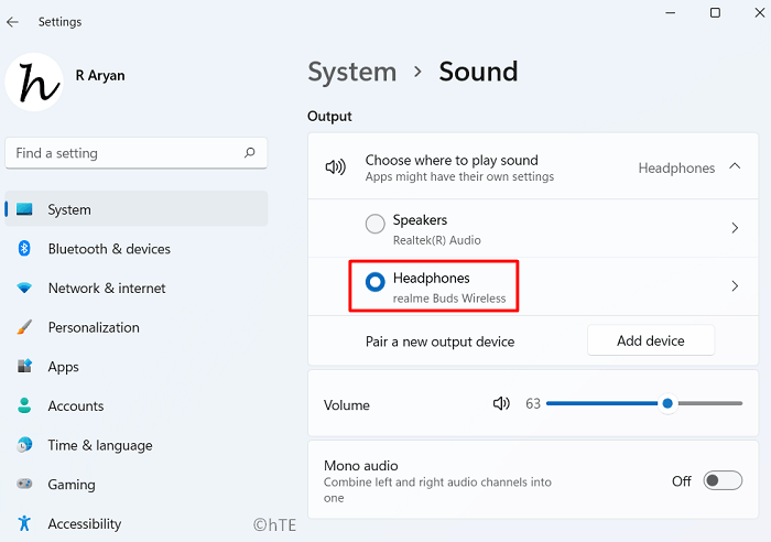 Выбор аудиоустройства по умолчанию в Windows 11